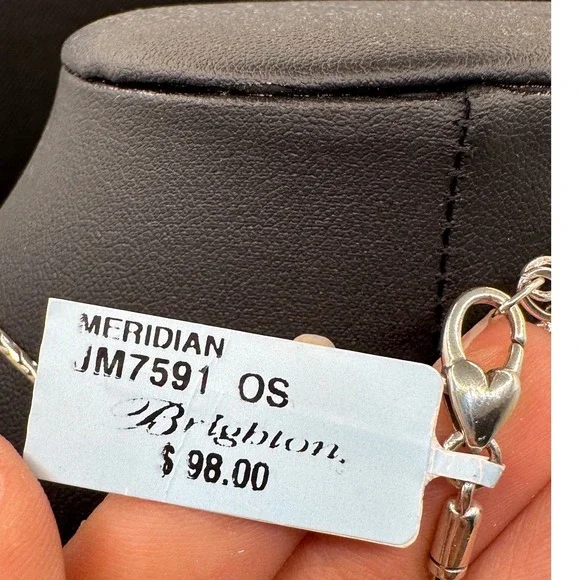 Brighton Meridian Two Tone Hammered Square Pendant Wheat Chain Necklace JM7591 - Picture 2 of 2